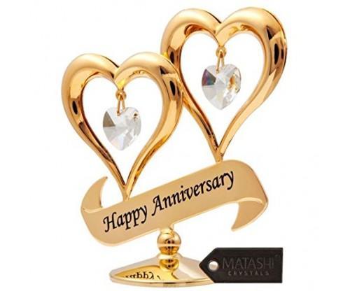 Double Heart Gold Ornament
