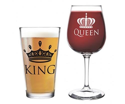 King Beer Queen Wine Glass