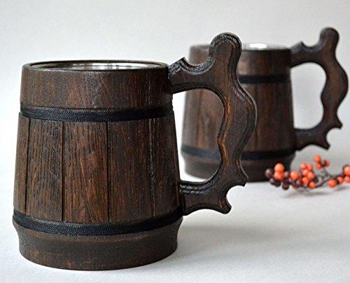 Dark Brown Handmade Wooden Beer Cup Set | ThatSweetGift