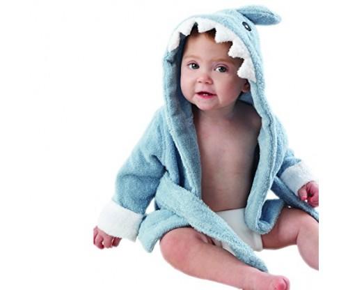 Baby Aspen “Let the Fin Begin” Blue Terry Shark Robe