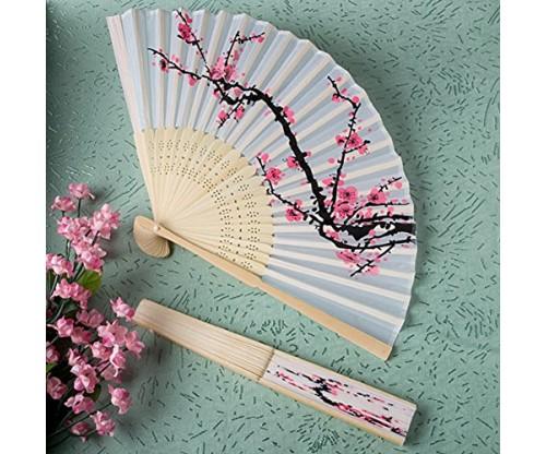 Delicate Cherry Blossom Design Silk Folding Fan