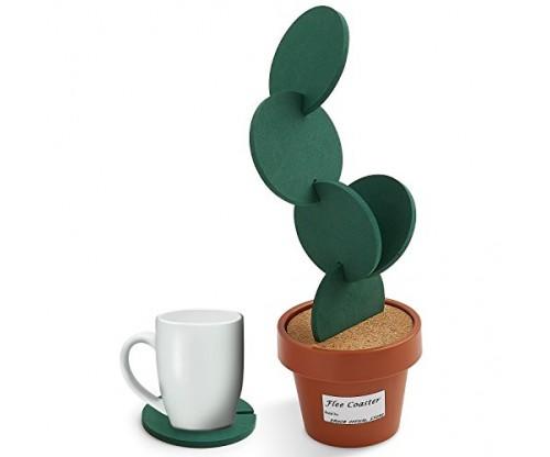 6-Piece Coaster Set in the Shape of a Cactus