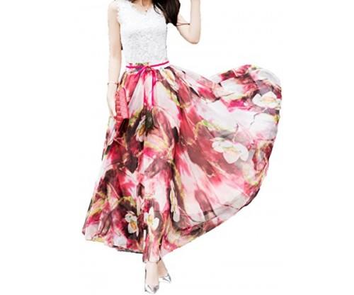 Afibi Women Blending Maxi Chiffon Skirt