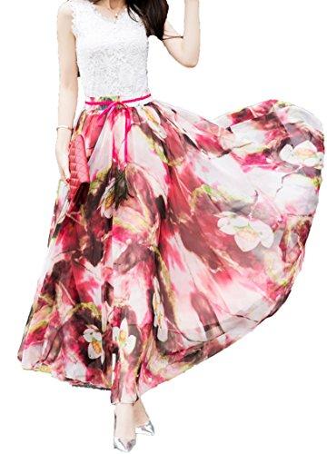 Afibi Women Blending Maxi Chiffon Skirt With Flower Print | TSG