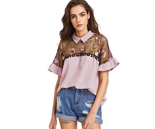 SheIn Women’s Cute Embroidered Blouse