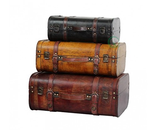 Vintiquewise(TM) 3-Colored Vintage Style Luggage Suitcase