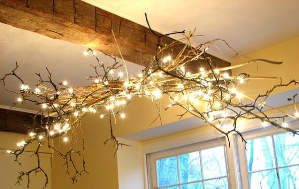 christmas lights in kitchen