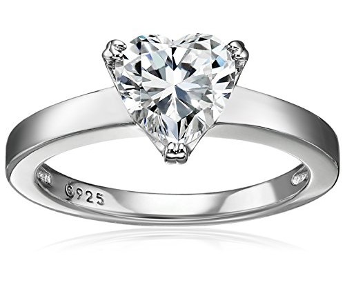 Plated Sterling Silver Swarovski Zirconia Heart Ring