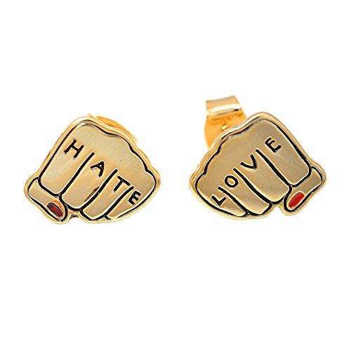 Spinningdaisy Gold Plated Love and Hate Earrings | ThatSweetGift