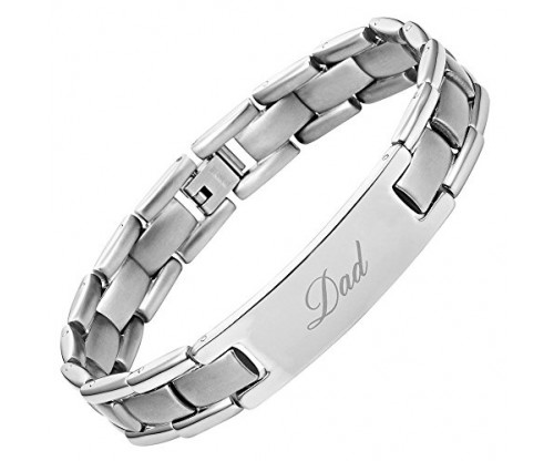 DAD Titanium Bracelet Engraved Best Dad Ever