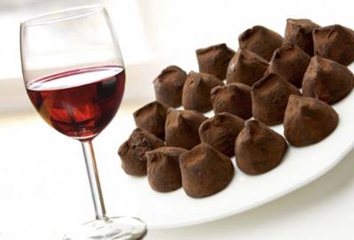 chocolate truffles and wine