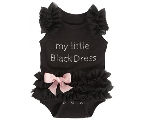 Embroidered Little Black Dress Bodysuit