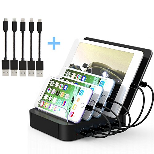 Kisreal USB Charging Station 5-Port Desktop Charging Stand