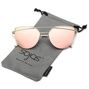 SojoS Cat Eye Mirrored Street Fashion Metal Frame Women’s Sunglasses
