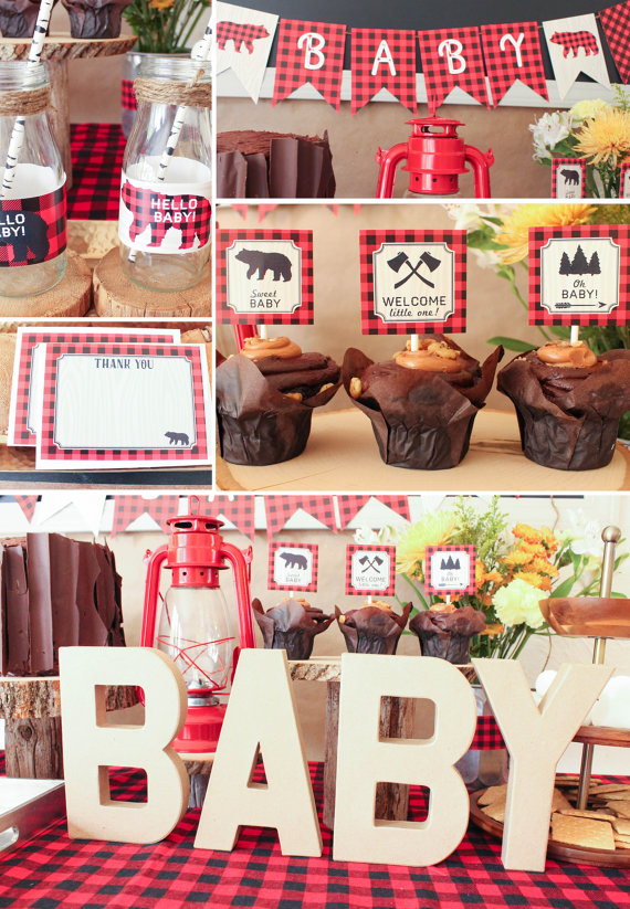 lumberhack plaid baby shower theme