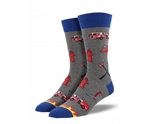 Socksmith Mens’ Novelty Crew Socks “Firefighter”