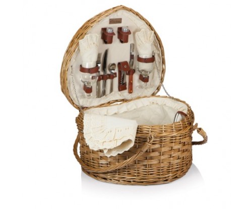 Picnic Time ‘Heart’ Willow Picnic Basket