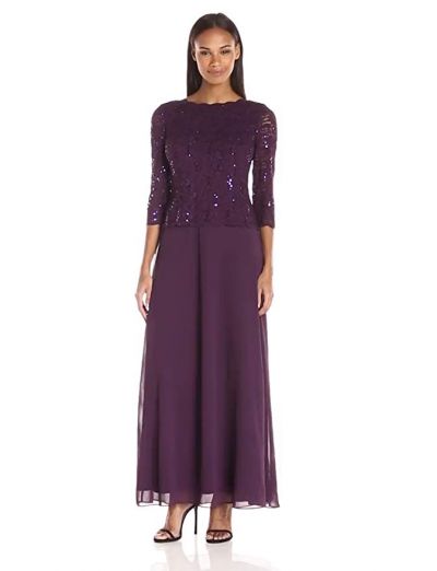 Alex Evenings Women's Long Mock Dress with Full Skirt (Petite and Regular Sizes),