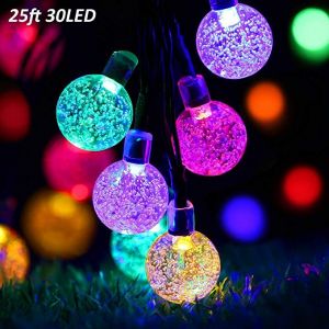 T-SUN 25ft 30LEDs Outdoor Solar String Lights