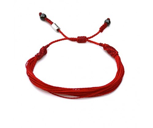 Red String Bracelet with Hematite Stones for Men