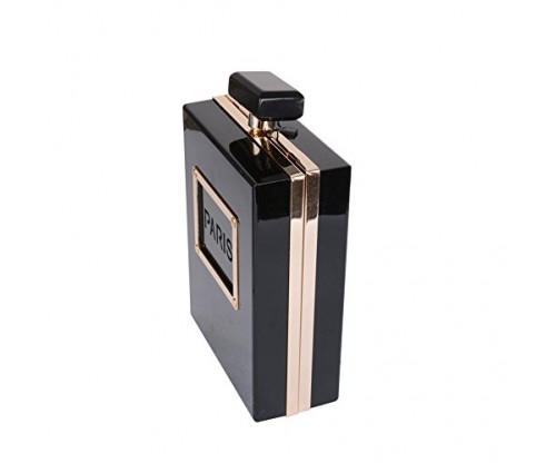 Women Acrylic Black Paris Perfume Bag
