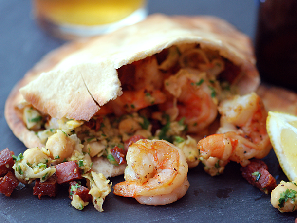 Shrimp and Kale Pitas