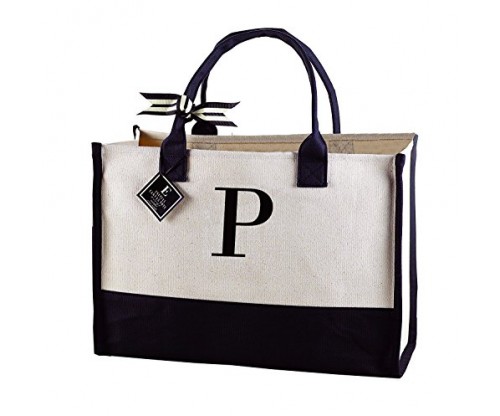 Mud Pie 501115 P-Initial Canvas Tote