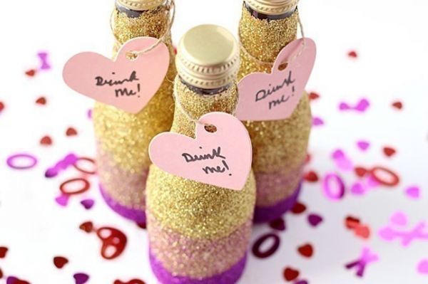 DIY Glittered Champagne Bottles