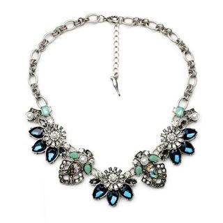 Fit&Wit Rhinestone Crystal Choker Reasin Statement Fashion Costume Necklace for Women