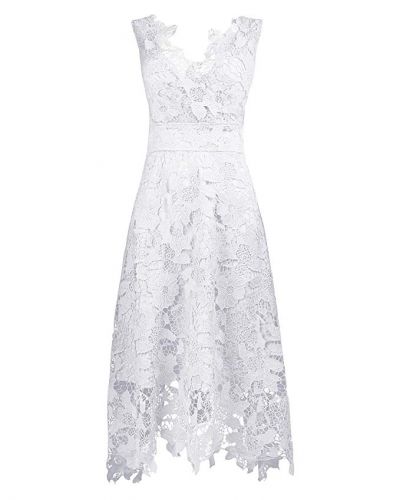 KIMILILY Women's V Neck Elegant Floral Lace Swing Bridesmaid Dress