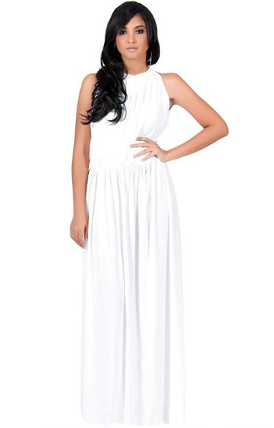 KOH KOH Sexy Sleeveless Summer Formal Flowy Casual Gown