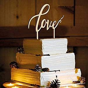 LOVENJOY with Gift Box LOVE Monogram Wedding Engagement Cake Topper Rustic Wood (6.7-inch) (Updated) 