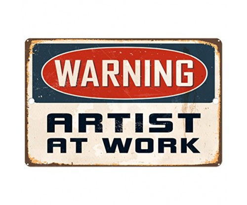 Angel Indigo Warning Artist at Work Decorative Sign