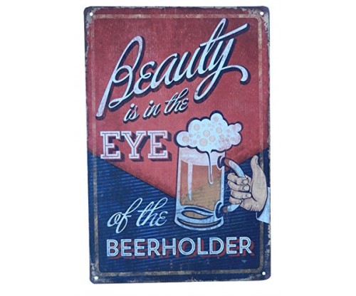 Beer Drinking Funny Vintage Tin Sign
