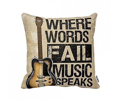 Decorbox – ‘Where Words Fall Music Speaks’ Quote Throw Pillow Case