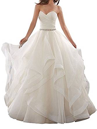 APXPF Women's Organza Ruffles Ball Gown Wedding Dresses