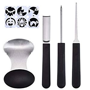 Antner Pumpkin Carving Tools Kit, 4 Piece Heavy Duty Stainless Steel Tool and 6 Pieces Halloween Pumpkin Carved Stickers