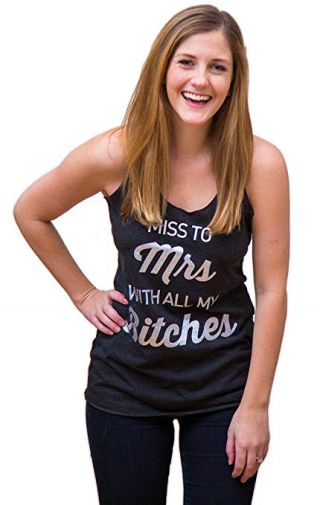 Bachelorette Party Shirts - Triblend Racer Back Tank Top -"Miss To Mrs With All My B*tches" [SOLD INDIVIDUALLY]