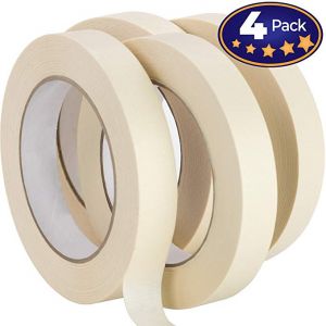 Nova Supply 3/4 in Pro-Grade Masking Tape. 60 Yard Roll 4 Pack = 240 Yards of Multi-Use, Easy Tear Tape. Great for Labeling, Painting, Packing and More. Adhesive Leaves No Residue.