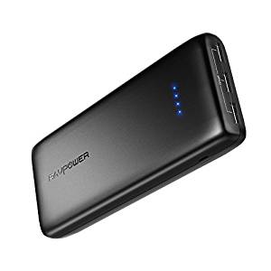 Portable Charger RAVPower 22000mAh External Battery Pack 22000 Power Banks 5.8A Output 3-Port (2.4A Input, iSmart 2.0 USB Ports, Li-polymer Phone Charger) For Smartphone Tablet – Black 