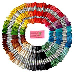 Premium Rainbow Color Embroidery Floss - Cross Stitch Threads - Friendship Bracelets Floss - Crafts Floss - 105 Skeins Per Pack and Free Set of Embroidery Needles