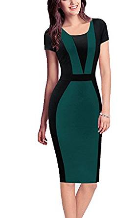 REPHYLLIS Women Summer Round Neck Business Working Cocktail Party Bodycon Dress