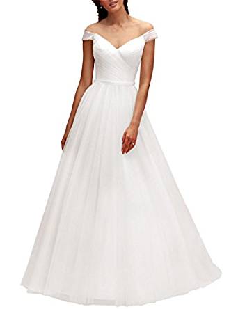 VikDressy Simple A Line Beach Off Shoulder Wedding Dresses