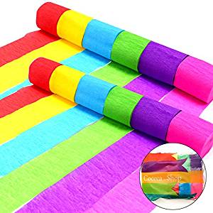 oceca 36 Rolls Crepe Paper Streamers, 6 Colors, for Birthday Party， Class Party，Family Gathering ，Graduation Ceremony Decorations 