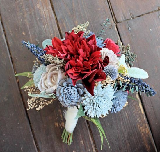 wedding bouquet with thistles