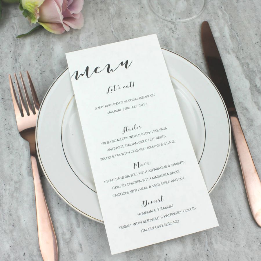 wedding menu sample