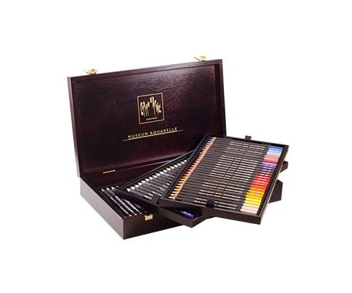 Caran D’ache Museum Aquarelle Watercolor Pencils – 72 Colors in a Wood Box