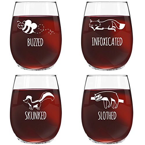 Funny Stemless Wine Glass Set 4 Count ThatSweetGift