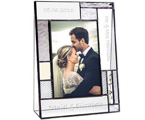 Wedding Picture Frame with Engraved Glass