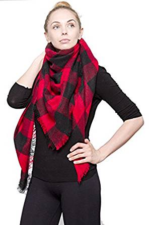 Womens Chic Tartan Plaid Checked Large Blanket Shawl Scarf